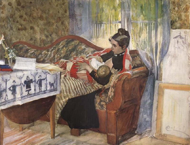 Carl Larsson A Mother-s Thoughts Germany oil painting art